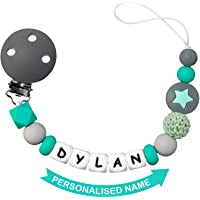 Cadena Para Chupetes Personalizado Para Bebe con Nombre Silicona Clips de Chupete Soothie Clip Corona Mordedor